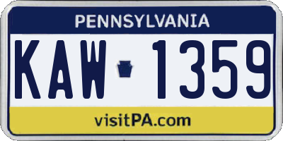 PA license plate KAW1359