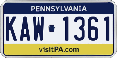 PA license plate KAW1361