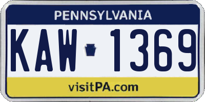 PA license plate KAW1369