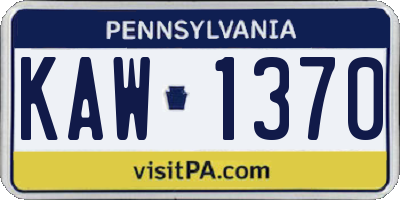 PA license plate KAW1370