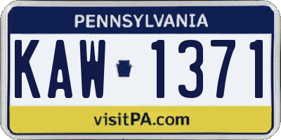 PA license plate KAW1371