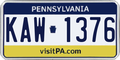 PA license plate KAW1376
