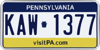 PA license plate KAW1377