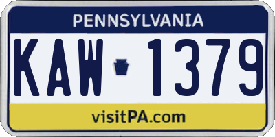 PA license plate KAW1379