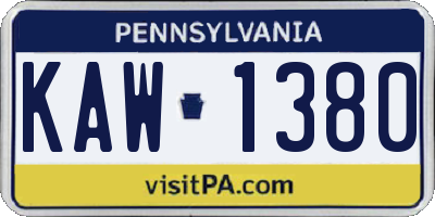 PA license plate KAW1380