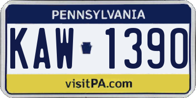 PA license plate KAW1390
