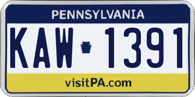 PA license plate KAW1391