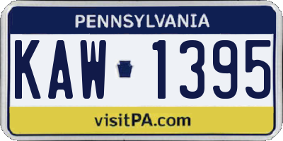 PA license plate KAW1395