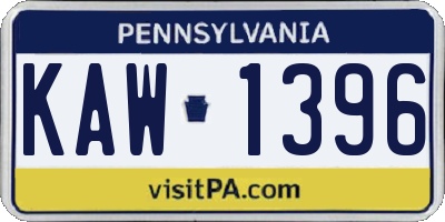 PA license plate KAW1396