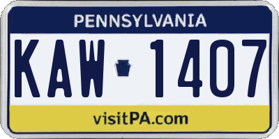 PA license plate KAW1407