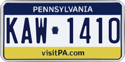PA license plate KAW1410