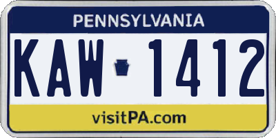 PA license plate KAW1412