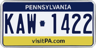 PA license plate KAW1422