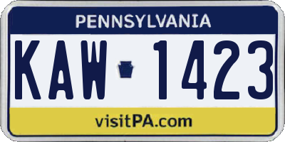 PA license plate KAW1423