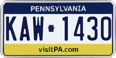 PA license plate KAW1430