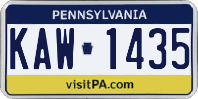 PA license plate KAW1435