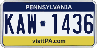 PA license plate KAW1436