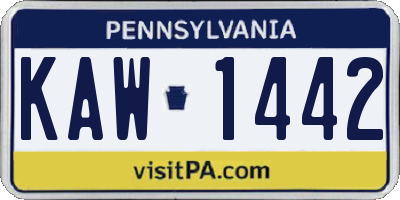 PA license plate KAW1442