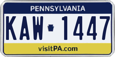 PA license plate KAW1447