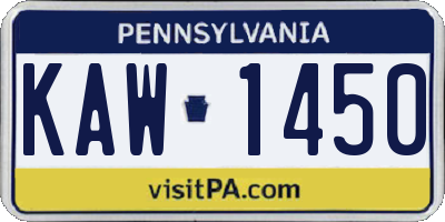PA license plate KAW1450