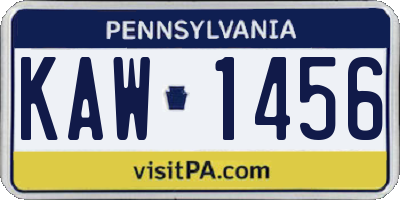 PA license plate KAW1456