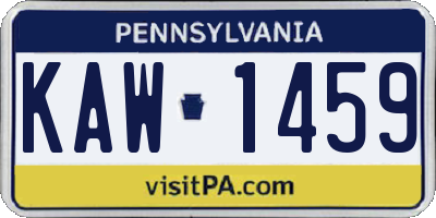 PA license plate KAW1459