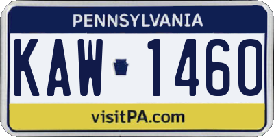 PA license plate KAW1460