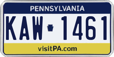 PA license plate KAW1461