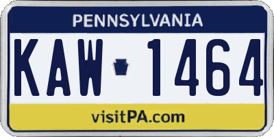 PA license plate KAW1464