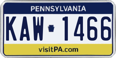 PA license plate KAW1466