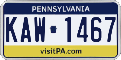 PA license plate KAW1467