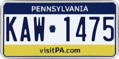 PA license plate KAW1475