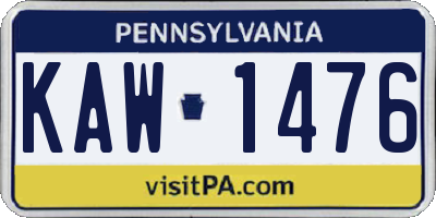 PA license plate KAW1476