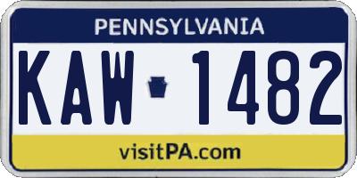 PA license plate KAW1482