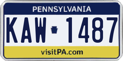 PA license plate KAW1487