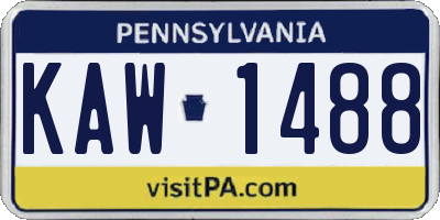 PA license plate KAW1488