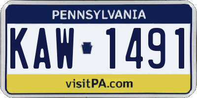 PA license plate KAW1491