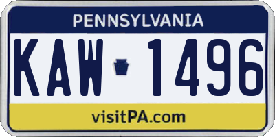 PA license plate KAW1496