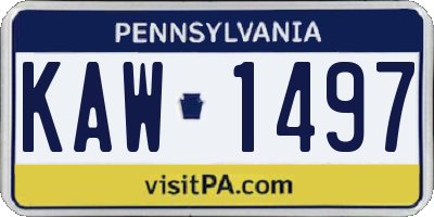 PA license plate KAW1497