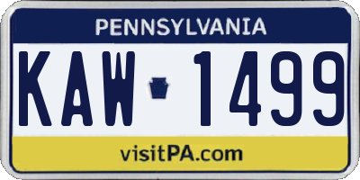 PA license plate KAW1499