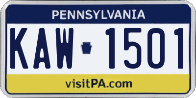 PA license plate KAW1501