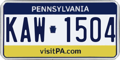 PA license plate KAW1504