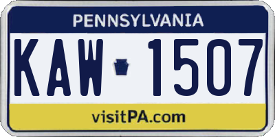 PA license plate KAW1507