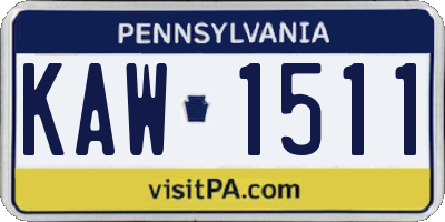 PA license plate KAW1511
