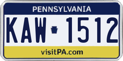 PA license plate KAW1512