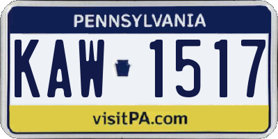 PA license plate KAW1517