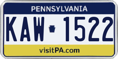 PA license plate KAW1522