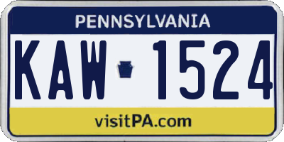 PA license plate KAW1524