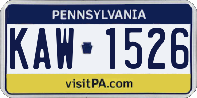 PA license plate KAW1526