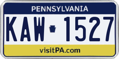 PA license plate KAW1527